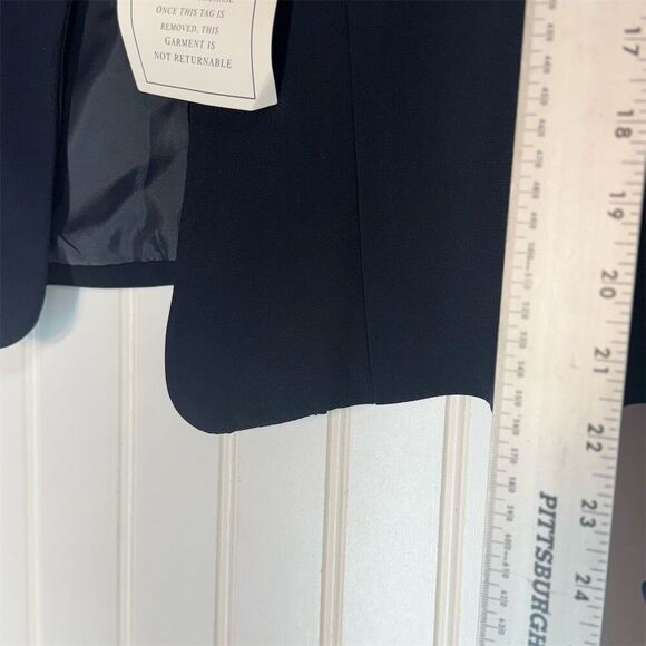 Chancelle NWT Navy Blazer 20 Navy Pearl Beaded Collar Formal Cropped QuietLuxury - Picture 8 of 8